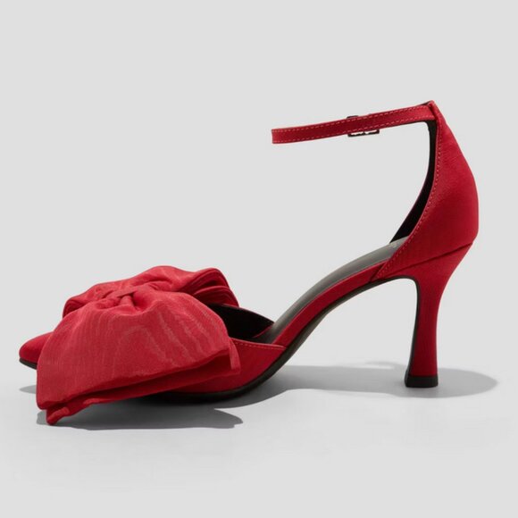 Women's Grace Bow Heels with Memory Foam Insole - A New Day Red 6.5 - Picture 2 of 9